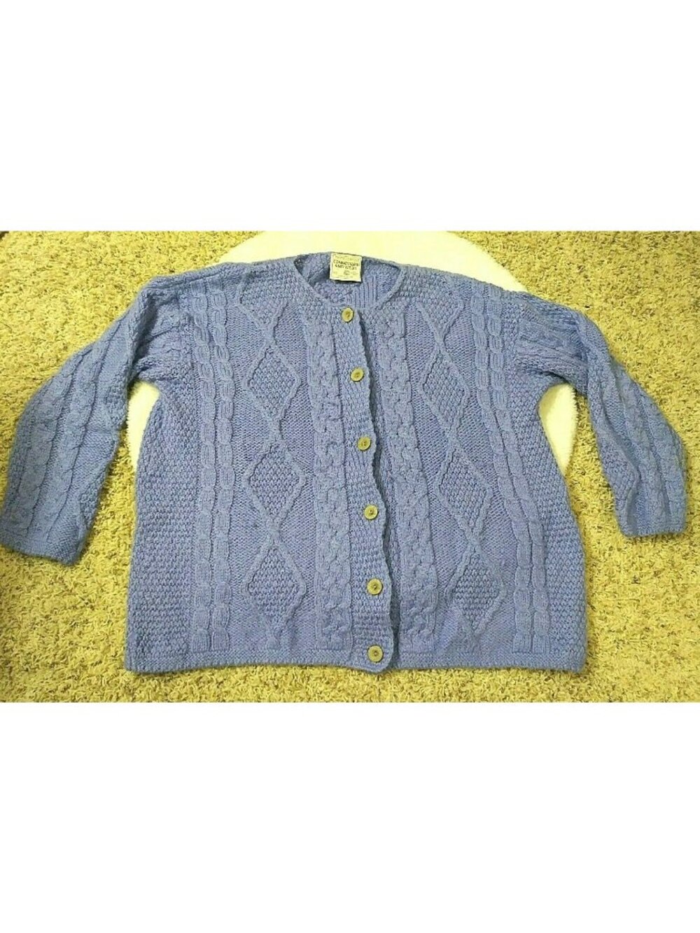 Connemara Knitwear Womens Purple Button Up Sweater Wool Irish Cardigan Large L